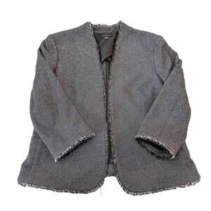 Ann Taylor Fringed Hem Open Tweed Blazer NWOT SZ12